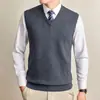 Chaleco de Punto Grueso con Cuello en V para Hombre Jacquard Texturizado Sin Mangas Ropa de Punto Comercio Exterior Retro Talla Grande Chaleco Casual