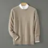 Baicai Rong Outono/Inverno Novo Suéter Masculino de Lã Pura com Gola Redonda Espessa Pulôver Solto Malha Base Casual