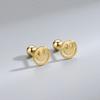 Plata de Ley S925 Cara Brillante Calada Cara Sonriente Pasador de Rosca Pendientes sin Cierre Pendientes Hip-hop Personalizados Chapados en Oro Lujo Ligero Estilo ins para Mujer
