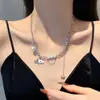 Collar de Perlas Estilo Chica Dulce y Fresca Picante para Mujer, Diseño de Nicho de Lujo Ligero, Cadena para Clavícula de Perlas de Colores, Cadena para el Cuello Versátil y Elegante