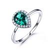Simples S925 Sterling Prata Anel Pera em forma de Gem Ring Personalidade Geração de fábrica de anel esmeralda