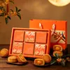 Caja de Empaque para Pastel de Luna de Mediados de Otoño, Caja de Regalo Roja Estilo Chino, de 6 Piezas, de 8 Piezas Caja de Regalo Tradicional, Caja de Regalo para Pasteles de Mediados de Otoño