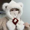 Gorro y Bufanda Todo en Uno para Mujer Invierno Ciclismo Felpa Cálida Protección para Orejas Resistente al Viento y al Frío Oso Bufanda Versátil Gorro Gorro Lei Feng
