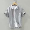 Nova Camisa de Verão Casual Simples Bordada de Manga Curta Masculina Bonita Moderna Versátil Algodão Puro Manga Curta 8848