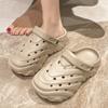 Ropa de Exterior de Punto de Color Sólido para Hombre y Mujer, Sandalias de Playa de Combinación Perfecta para Parejas con Suela Gruesa de EVA, Tendencia de Verano