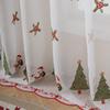 Cortinas Estilo Navidad Amazon Transfronterizas Producto Terminado Papá Noel Árbol de Navidad Bordado Translucidas Venta Directa de Fábrica