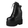 Botines de Plataforma Super Tacón Alto de 16 cm para Mujeres Pequeñas, Botas Individuales de Primavera y Otoño con Suelas Gruesas y Aumento Interno de Altura