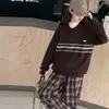 Suéter de Punto para Niñas Otoño e Invierno Conjunto Casual Elegante Infantil Pantalones a Cuadros Moda Conjunto Casual para Niños Medianos y Grandes Tendencia