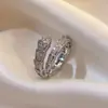 Anel popular do TikTok com micro zircônia cravejada, totalmente cravejado com diamantes, estilo osso de cobra, avançado, ins, all-match, não desbota, anel para dedo indicador feminino