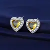 Pendientes de Zirconia con Forma de Corazón Super Brillante Microincrustados de Nuevo Nicho Japonés y Coreano Moda de Alto Sentido Joyería de Oreja Simple para Damas Venta al por Mayor