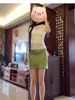 Falda de Satén de Acetato Verde para Mujer, Perfecta para Verano, Impresionante Falda de Línea A Dopamina, Falda Ceñida, Falda Corta