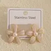 Pendientes de Botón Florales Vintage con Perlas para Mujer con Diseño Esmaltado, Pendientes Versátiles y Elegantes de Acero Inoxidable con una Personalidad Única