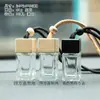 Tapa Cuadrada Cuerda de Zapato-Cubo Rectangular Forma Botella Vacía Aromaterapia Aceite Esencial Colgante de Coche Ampliado Aromaterapia Botella de Madera para Interior
