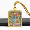 Xizang meio pintado à mão ouro thangka grau verde mãe grau branco mãe benmingfo carregar pingente thangka pingente atacado