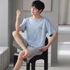 Pijamas masculinos verão algodão shorts mangas curtas pode ser usado fora terno casual plus size masculino verão confortável homewear