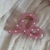 Presilha de Tubarão Esmaltada Rosa Doce com Bolinhas Estilo Coreano Simples Acessório de Cabelo Versátil Presilha de Cabelo da Moda Novo Modelo
