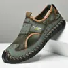 Sandalias de punta cerrada para hombre comercio exterior talla grande sandalias transpirables mocasines retro cosidos a mano zapatos de moda casual hechos a mano