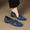 Mocassins retrô de camurça estilo francês, sapatos casuais femininos para primavera e outono, sapatilhas confortáveis de salto baixo, sapatos de calçar
