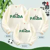 Suéter de algodón pesado marca de moda pequeño panda madre e hija madre e hijo familia de tres ropa para padres e hijos otoño e invierno Nuevo top de moda callejera