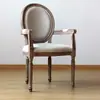 Silla de Madera Maciza con Reposabrazos Antiguo Desgastado Estilo Campestre Americano Moderna Simple Silla de Comedor Tocador Estilo Europeo Francés