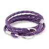 Pulsera multicapa de cuero PU simple y creativa, Pulsera tejida con anzuelo de pesca, Pulsera de cuero versátil de moda estilo náutico azul marino