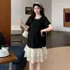 Vestido de Verano para Maternidad 2026 Moda Nuevo Estilo Holgado que Reduce la Edad Abalorios Pesados Patchwork Vestido Falso de Dos Piezas