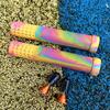 Cubierta de manillar de bicicleta ultraligera extendida de color mixto, goma rayada antideslizante, empuñadura suave, accesorios para ciclismo, puño para bicicleta de montaña