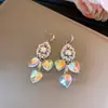 Pendientes de Gancho con Colgante de Corazón de Cristal y Gota de Agua, Pendientes de Moda y de Alta Gama, Pendientes Versátiles de Lujo Ligero de Nicho al por Mayor para Mujeres