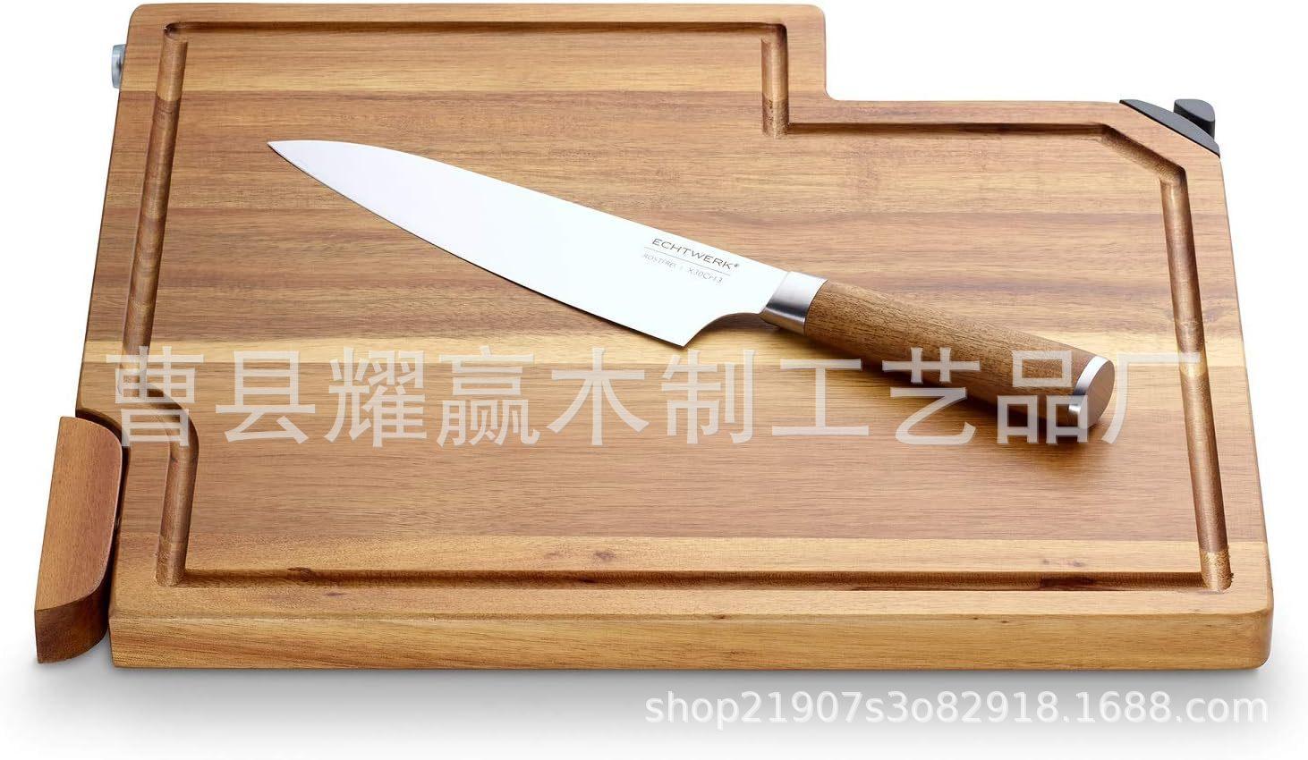 相思木创意带刀砧板厨房菜板牛排面包板套装可立式菜板BSCI