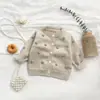Ropa de Bebé Ropa de Otoño Suéter de Punto Ins Monos a Juego Estilo Occidental Chaqueta Cárdigan con Bola de Pelo Conjunto de Dos Piezas Estilo Coreano