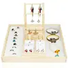 Caja de almacenamiento de joyería de madera maciza bandeja para anillos pendientes estante para pendientes pulseras expositor de joyería accesorios de exhibición de joyería