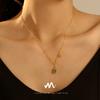 Colar clavicular quadrado pequeno listrado verde malaquita estilo INS banhado a ouro 18K real joia de aço inoxidável retrô de nicho