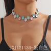 Comercio exterior transfronterizo fuentes Europa y Estados Unidos vidrieras cristal completo diamante cadena de cuello accesorios de cena collar gargantilla cadena de clavícula