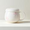 Taza de Té Personal de Porcelana Blanca Moji Pintada a Mano con Orquídeas con Separador de Agua para Té Juego de Té de Cerámica Taza de Té para Oficina