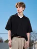Camisa Polo T-Shirt Retro de Luxo Leve com Gola Seagull para Homens, T-Shirt Casual Solta Texturizada de Manga Curta para o Verão