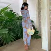 Vacaciones en la Playa Bikini Dividido de Cuatro Piezas Falda Larga Estilo Lujuria Pura Sexy Bikini Talla Grande Traje de Baño para Mujer 100kg