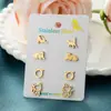 4 Pares de Conjunto de Combinação de Um Cartão Exportação Transfronteiriça Nova Moda Aço Inoxidável Fofo Desenho Animado Animal Gato Brincos