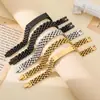 Versão Coreana Europeia e Americana Mais Vendida Pulseira de Relógio de Aço Inoxidável com Cinco Contas Pulseira Curva Gravada DIY Pulseira de Aço Titânio Ajustável Fashion