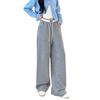 Calça Reta Duas Cores Azul Marinho para Mulheres, Calça de Moletom Casual, Novo Design Primavera 2026, Calça Esportiva Ampla com Caimento