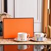 Suministro directo transfronterizo H juego de taza de café de moda juego de té de la tarde europeo taza de té negro café 2 tazas 2 platos caja de regalo