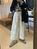 Pantalones Cropped Rectos Sueltos Tridimensionales de Algodón Lavado de Alto Recuento para Mujer Principios de Otoño Sueltos Casuales de Pierna Ancha