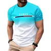 Camiseta Casual Masculina de Manga Curta, Cor Listrada, Impressão Digital 3D, Tamanho Grande, Comércio Exterior Transfronteiriço, Europeia e Americana, Confortável e Solta