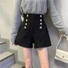 Calça de Tweed de Cintura Alta com Barra Larga Estilo Coreano Feminina Nova Shorts Externos de Seda Brilhante Calça Versátil para Botas Tendência 3471