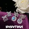 Joyas: Aretes Colgantes de Cristal con Encaje y Moño, Diseño de Alta Gama para Mujeres Ricas, Aretes de Flor de Begonia con Diamantes Brillantes