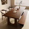 Mesa de Comedor de Madera Maciza, Mesa y Sillas de Comedor Estilo Nórdico, Juego de Mesa y Cuatro Sillas de Madera Maciza, Madera de Fresno Blanco