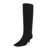 Botas Altas de Moda Sencilla y con Temperamento de Nicho de 5.5cm 2026 Otoño/Invierno Nueva Llegada Botas de Moda de Punta Fina Tacón de Aguja Hasta la Rodilla