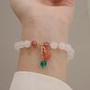 Pulsera pequeña fresca golpe suave natural ágata blanco colgante melocotón plata esterlina ins dulce Super pulsera de hada al por mayor