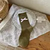 Songmu Outono/Inverno Novo Estilo Designer "Meias de Cano Médio Menina Laço Meias de Algodão Florais Meias Largas Estilo Coreano"