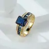 Dinghao Desejo Transfronteiriço Mais Vendido Novo Anel Versátil Europeu e Americano Feminino Retrô Simples Azul Anel da Moda para Mulheres