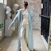 Conjunto de Falda de Punto Estilo Coreano Estilo Dama para Mujer Otoño Nuevo Estilo Perezoso Suéter Chal Chaqueta Falda con Tirantes Conjunto de Dos Piezas
